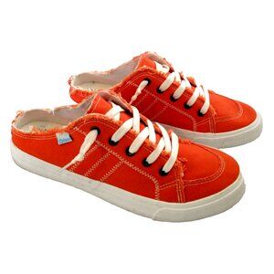 Obtaom Women Canvas Mules Memory Foam Clipper Slip On Sneakers Orange - 9M